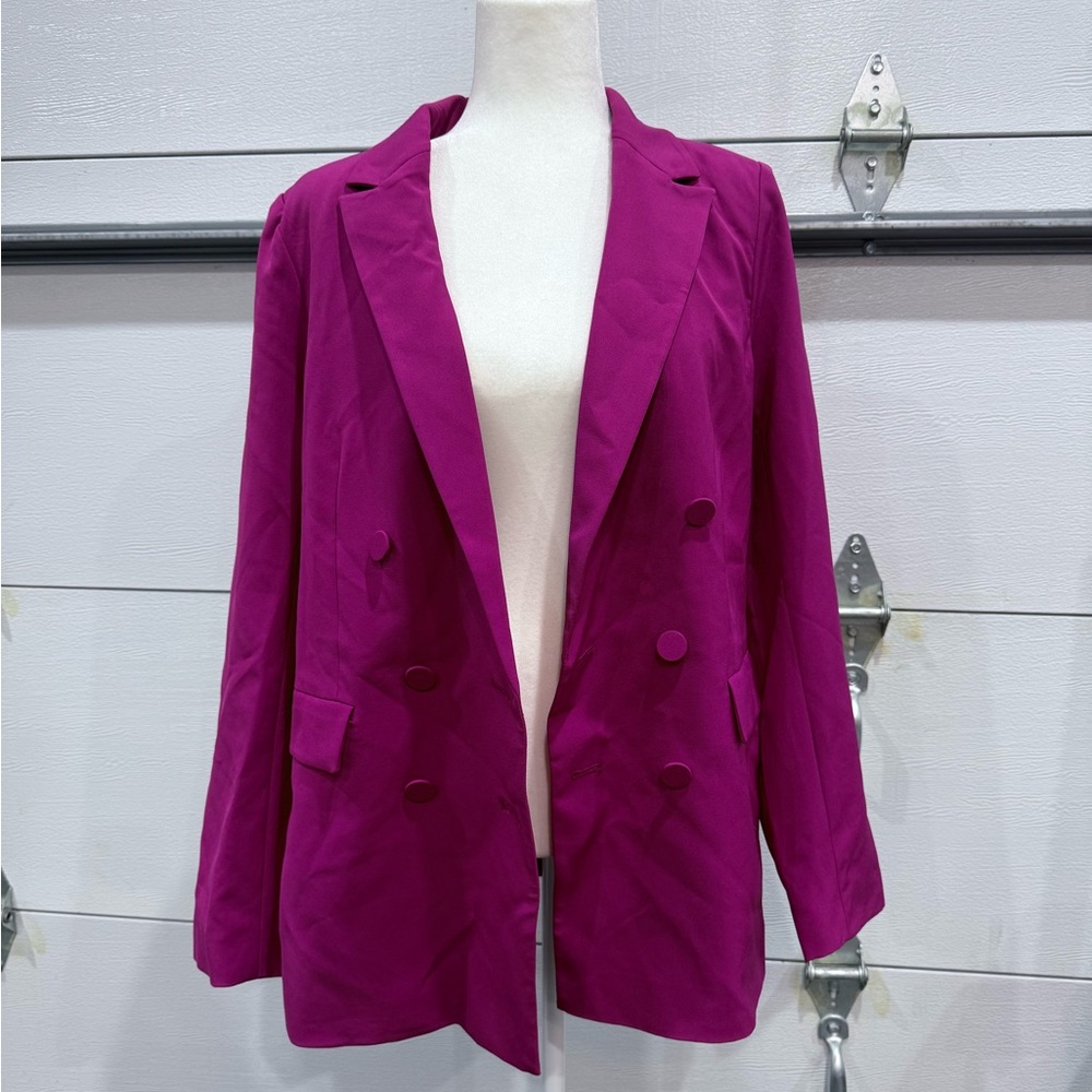 Hot pink blazer.